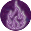 logo les chaudières: une flamme néon violette sur un fond de vagues violettes